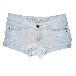 H & G Small Light Blue Stonewashed destroyed Denim Jeans Shorts Cuffed Cutoffs